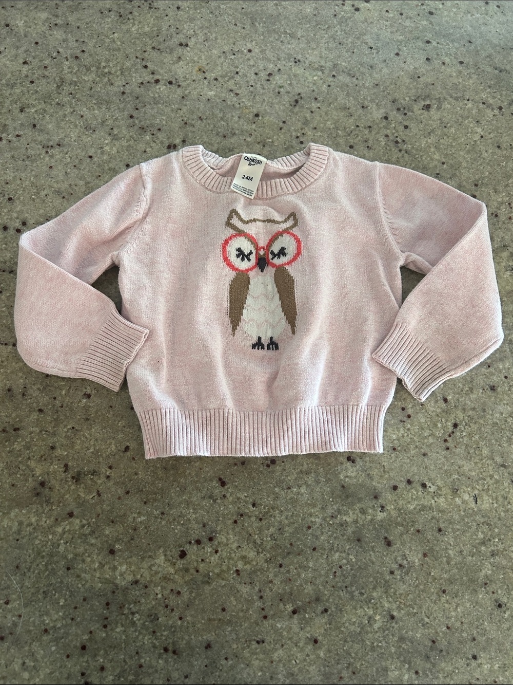 4/$20 OshKosh B'gosh Light Pink Owl Knit Sweater Sz 24 mth